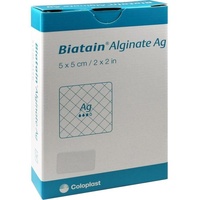 Coloplast Biatain Alginate Ag Kompressen 5x5 cm mit Silber