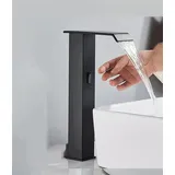 Schwarze Sensor-waschtischarmatur, Automatische Sensor-badarmatur, Berührungslose Wasserfallarmatur, Mischbatterie Für Warm- Und Kaltwasser