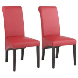 Esszimmerstuhl HOME AFFAIRE "Rito", rot, B:47,5cm H:101cm T:68,5cm, NaturLeder, FSC-zertifiziertes Massivholz: Buche, Kunstleder, Stühle, im 2er, 4er oder 6er-Set