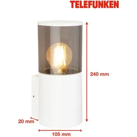 Telefunken LED Wandlampe, Spritzwasser- und Staubschutz, On/Off, Weiß, Maße: 24 x 10,5 x 12,5 cm