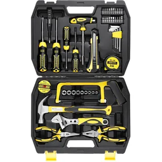 DOWELL Werkzeugset 49-teiliges Heimreparatur Handwerkzeug Kit mit Kunststoff Werkzeugkasten Aufbewahrungskoffer