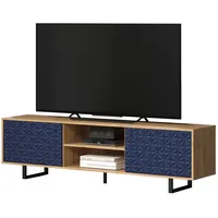 Trendteam TV Lowboard Eiche Artisan blau, Flat-TV Design Board