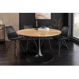 riess-ambiente Esstisch ATELIER 120cm schwarz/natur - Eiche, Metall, Säulenfuß, 4 Personen (Einzelartikel, 1-St), furnierter Bistrotisch - ideal für Küche, Esszimmer, Wohnzimmer & Büro braun