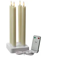 MARELIDA LED Stabkerzen Tafelkerzen wiederaufladbar creme 4St