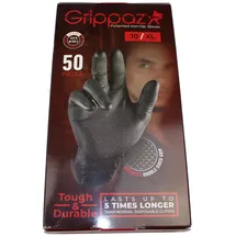 Grippaz Nitril-Handscuhe (50 Stück) latexfreie Arbeitshandschuhe extrem robust&reißfest, Schwarz, XL