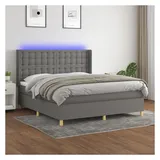vidaXL Boxspringbett 180 x 200 cm Dunkelgrau