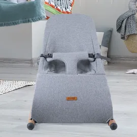 Childhome Soft Babyschaukel Schaukelstuhl Säugling Bezug waschbar gepolsterter Gurt, Jersey grau Holz Stahl, max. 9kg Bxlxh 46x74x56 cm