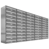 AL Briefkastensysteme 49 Fächer Premium Edelstahl Briefkasten Anlage für Post A4, modern, robust und wetterfest, Artikelnummer: 132V49EA5