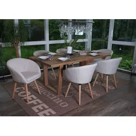 Mendler Esszimmerstuhl Malmö T633 Textil creme/grau