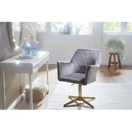 KADIMA DESIGN Sessel-Drehstuhl TANARO: Samtbezug, Eisenuntergestell, Armlehnen, 360° drehbar, Polyesterstoff.