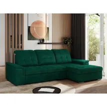 mks möbel ECKSOFA MADRITO L - Dunkelgrün Velorus - Rechts