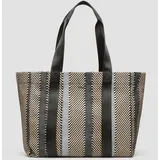 s.Oliver Gestreifter Jacquard-Shopper Baumwolle/Synthetik Bunt/Schwarz