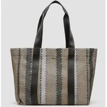 s.Oliver Gestreifter Jacquard-Shopper Baumwolle/Synthetik Bunt/Schwarz