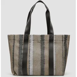 s.Oliver Gestreifter Jacquard-Shopper Baumwolle/Synthetik Bunt/Schwarz