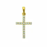 Adelia ́s Kettenanhänger Kreuzanhänger 333 Gold (8K) mit Zirkonia, Goldanhänger Kreuz goldfarben