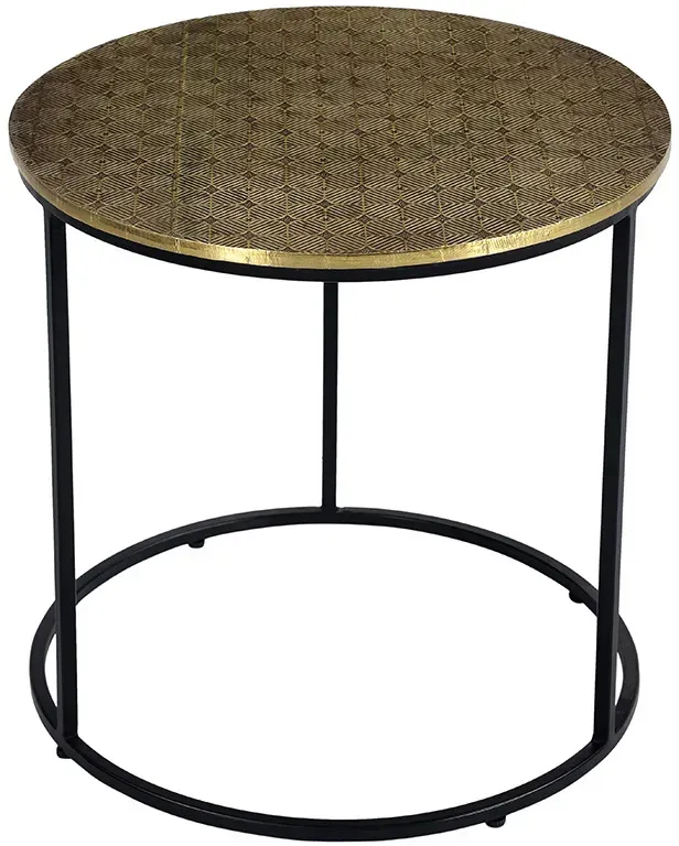 Table d'appoint ronde en laiton frappé et métal noir D45 cm FLOOR