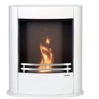 LILIMO Bodenkamin Legnano | 77 x 22 x 66 cm | Freistehender Bio-Ethanol Kamin | in weiß | Ethanol Kamin Indoor und Outdoor | Bio Ethanol Kaminofen Indoor, Balkon- und Terassenkamin