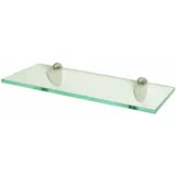 dieGlasschmiede Wandregal Glasregal Klarglas 20 - 100cm, Wandablage Glasablage Ablage Regal Glas, inkl. 2 Wandhalter aus Metall weiß 30 cm x 10 cm