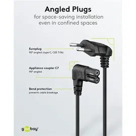 goobay Netzkabel 3m,m.Winkelsteckersw 97354