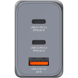 Verbatim GaN 65W 2xUSB-C PD, 1xUSB-A QC 3.0 32201