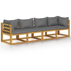 vidaXL Gartensofa mit Auflage braun/dunkelgrau
