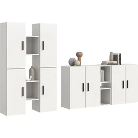 Home Affaire Schrank-Set HOME AFFAIRE "ENESTE, 12-teilig, in verschiedenen Farben, individuell kombinierbar", weiß, B:270cm H:34cm T:182cm, Spanplatte, Kastenmöbel-Sets, Stauraumelement, Kombination, Wohnkombination, Schrankwand, Lowboard