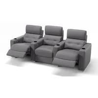 Sofanella 3-Sitzer Leder BARI, Relaxcouch, Designersofa, Designer Sofa, 3er Couch, Sofagarnitur grau