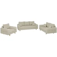 S-Style Polstergarnitur 3-Sitzer + 2-Sitzer + Sessel Cord  Beige