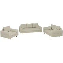 S-Style Polstergarnitur 3-Sitzer + 2-Sitzer + Sessel Cord  Beige
