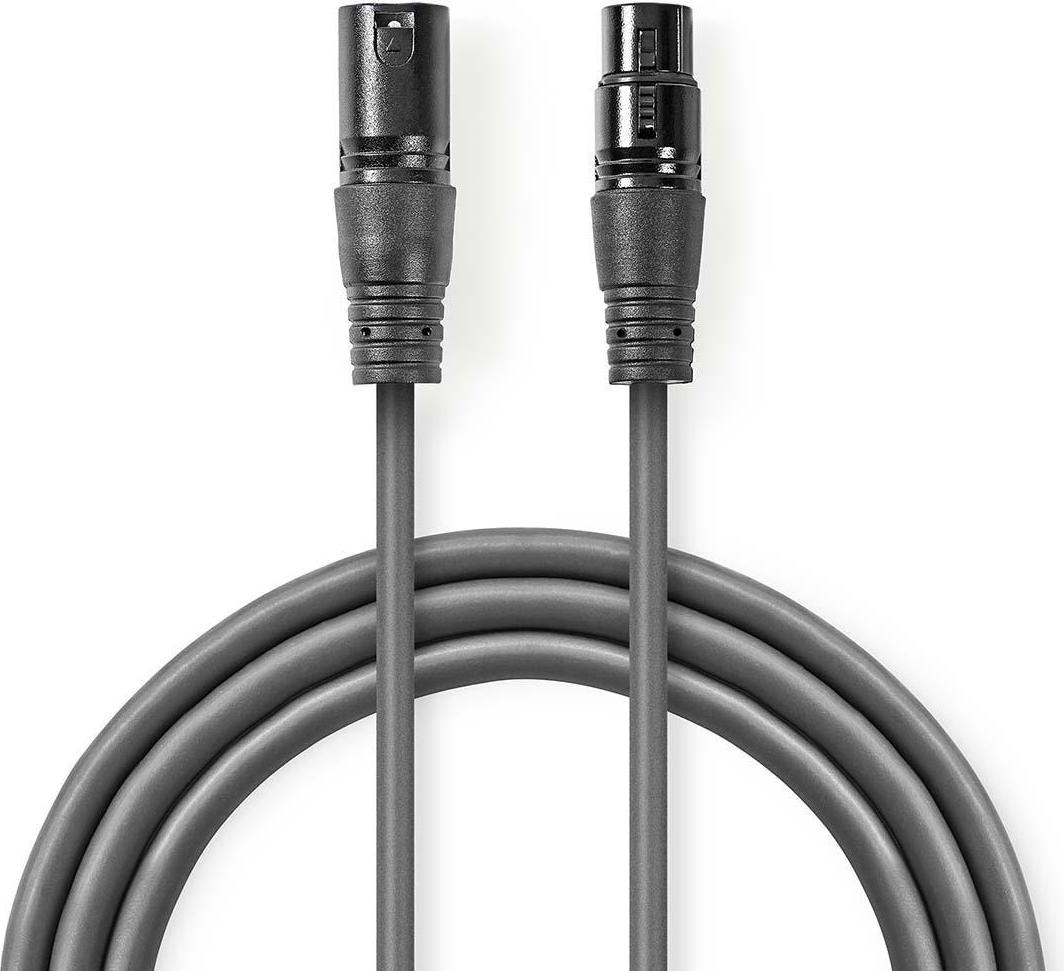 Nedis DMX-Kabel, 110 Ohm (digital) - XLR-3-Pol-Stecker - XLR-3-Pol-Buchse - 15 m - Grau (15 m), Audio Kabel