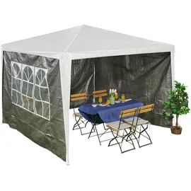 Relaxdays Pavillon, 3er Set, Seitenwand 3x3m Pavillon, mit Fenster, Klettverschluss, Pavillonwand, grau