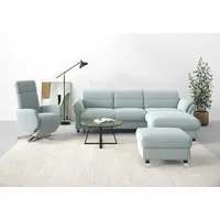 Ecksofa SIT & MORE "Grenoble L-Form mit Federkern", blau (aqua), B:251cm H:85cm T:161cm, Sofas, Ecksofa, wahlweise mit Bettfunktion, Bettkasten, Arm- und Kopfteilverstellung