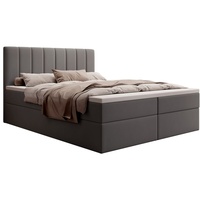 MyBed Allen Boxspringbett Polsterbett mit Kopfteil Bettkasten 160x200 7-Zonen Taschenmatratze H3 Topper Dunkelgrau