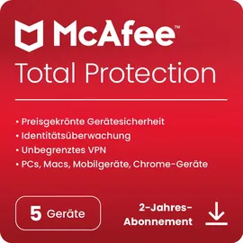 McAfee Total Protection 2025 ESD 5 Geräte 24 Monate DE Win Mac Android iOS