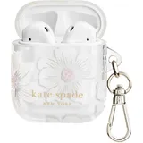 kate spade new york AirPods Schutzhülle mit Schlüsselanhänger – Hollyhock Cream, kompatibel mit AirPods 2. / 1. Generation