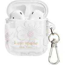 kate spade new york AirPods Schutzhülle mit Schlüsselanhänger – Hollyhock Cream, kompatibel mit AirPods 2. / 1. Generation