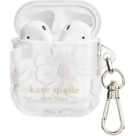kate spade new york AirPods Schutzhülle mit Schlüsselanhänger – Hollyhock Cream, kompatibel mit AirPods 2. / 1. Generation