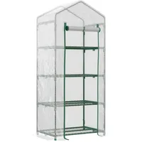 STILVORA Foliengewächshaus Tomatenhaus mit Pflanzregal 70x50x160 cm Weiß kompakt mit Rolltür UV beständige Folie Stahlgestell mit 4 Regalböden