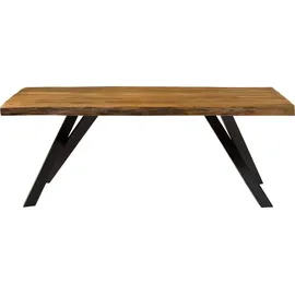 MASSIVMOEBEL24.DE Baumtisch 200 x 76 x 100 cm natur lackiert/grau