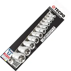 TECPO Außen Torx Steckschlüssel Satz 1/4 und 3/8 Zoll Nüsse E4-E20