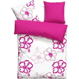 MY HOME Wendebettwäsche MY HOME "Litschi", pink, B/L: 135cm x 200cm, 1 Stk., 1 Stk., Linon, B/L: 80cm x 80cm, 2, Linon, Obermaterial: 100% Baumwolle, Bettwäsche, Wendebettwäsche, ab Größe 135x200 cm, mit Blumen, in 2 Qualitäten erhältlich, Hawaii