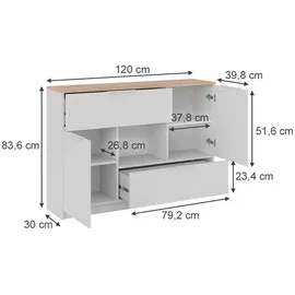 Vicco Betti 120 x 84 cm Weiß/Sonoma