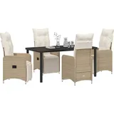 vidaXL Garten Essgruppe mit Kissen 5 pcs Beige Poly Rattan vidaXL