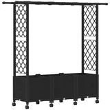 vidaXL Hochbeet mit Rankgitter und Dach 162,5 x 40 x 142 cm Schwarz