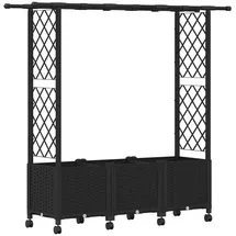 vidaXL Hochbeet mit Rankgitter und Dach 162,5 x 40 x 142 cm Schwarz