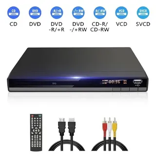 HD DVD Player für TV HDMI AV Ausgang mit Kabel Enthalten, 1080P DVD-CD-Player mit USB Eingang, Alle Regionen Frei, Fehler Korrektur, Integriertes ... - Schwarz