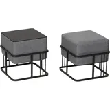 [en.casa] Hocker Tas 38 x 38 x 38 cm Dunkelgrau