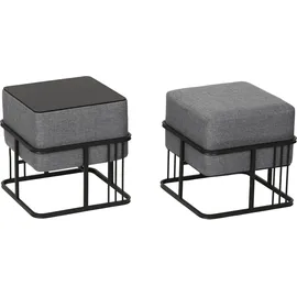 [en.casa] Hocker Tas 38 x 38 x 38 cm Dunkelgrau