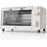 HOMCOM Minibackofen 9L Mini Ofen mit Backblech, Grillrost, 100 °C-230 °C, mit einstellbar Temperatur und Garzeit, 60 Min. Timer, 750W, Edelstahl, Cremeweiß   Aosom