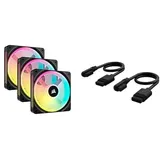 Bundle of Corsair iCUE LINK QX120 RGB 120mm Magnetic Dome RGB Fans - Dreifach-Lüfter-Starter-Kit mit iCUE LINK System-Hub - Schwarz + Corsair iCUE LINK Slim-Kabel - 200mm Gerade/Schlank 90° - Schwarz